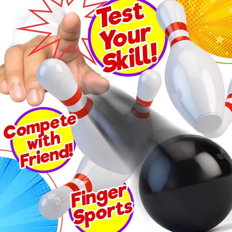 JA-RU Finger Bowling Game Set (Pack of 1 Set) Miniature Sports Small Bowling Game Pocket Size | Mini Bowling Table Set for Kids | Item #217-1A - Image 3